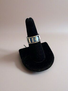 Brighton Cabana Silver Plated Crystals Striped 7.25 Band Ring
